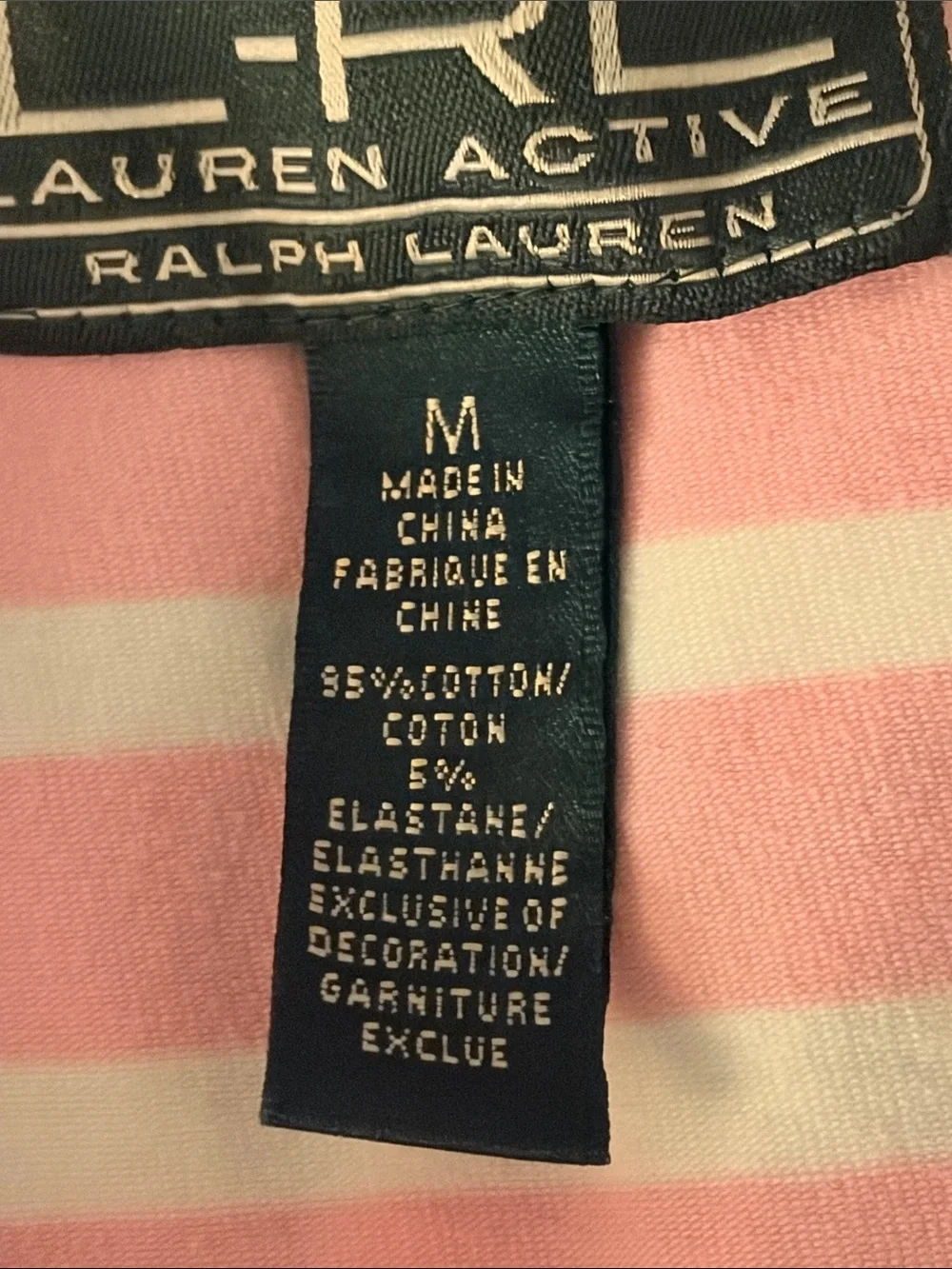 Ralph Lauren Pink Striped  3/4 Sleeve Polo Top like new size M - Picture 5 of 5